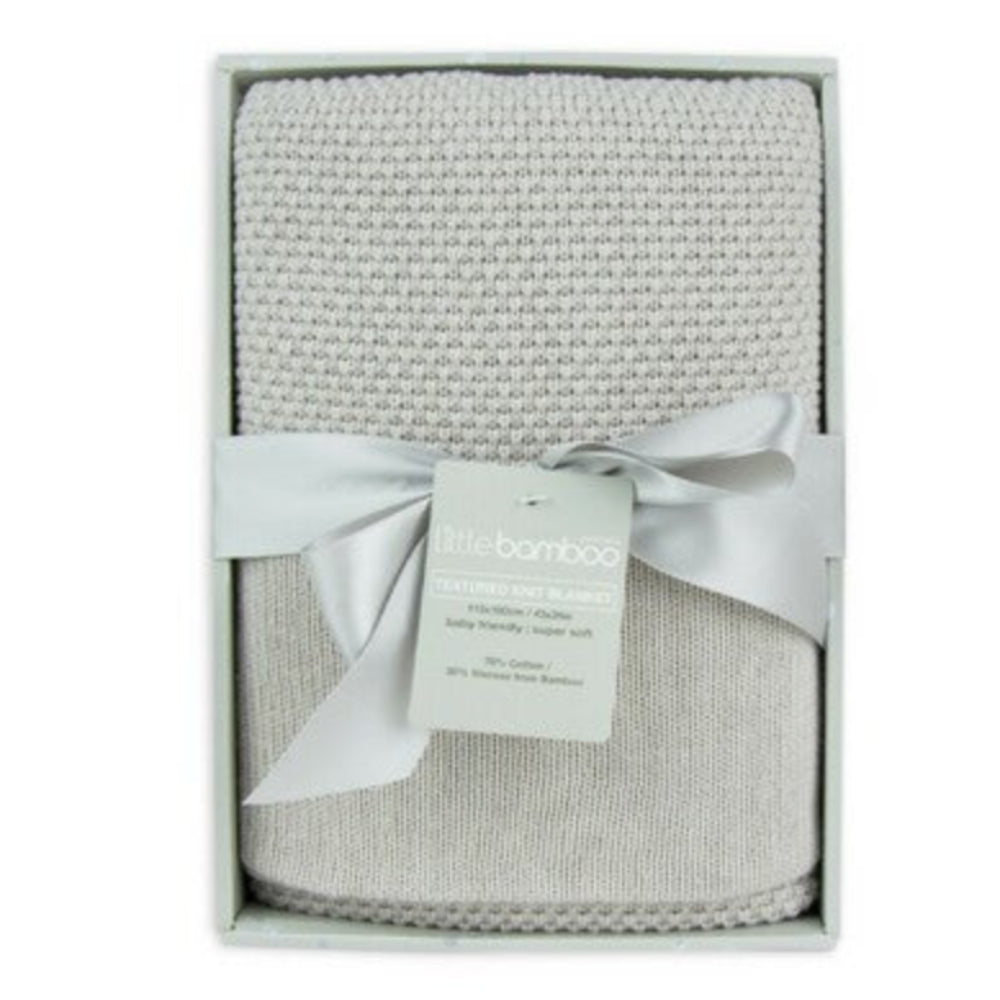 Little Bamboo Textured Knit Blanket - Oatmeal