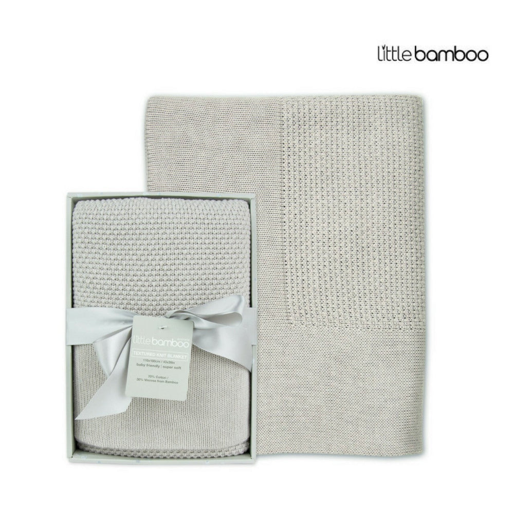 Little Bamboo Textured Knit Blanket - Oatmeal