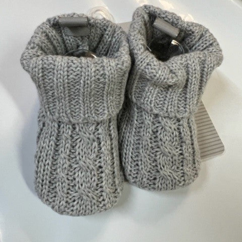 Playette Cable Knitted Bootie Grey - 0-6 mths