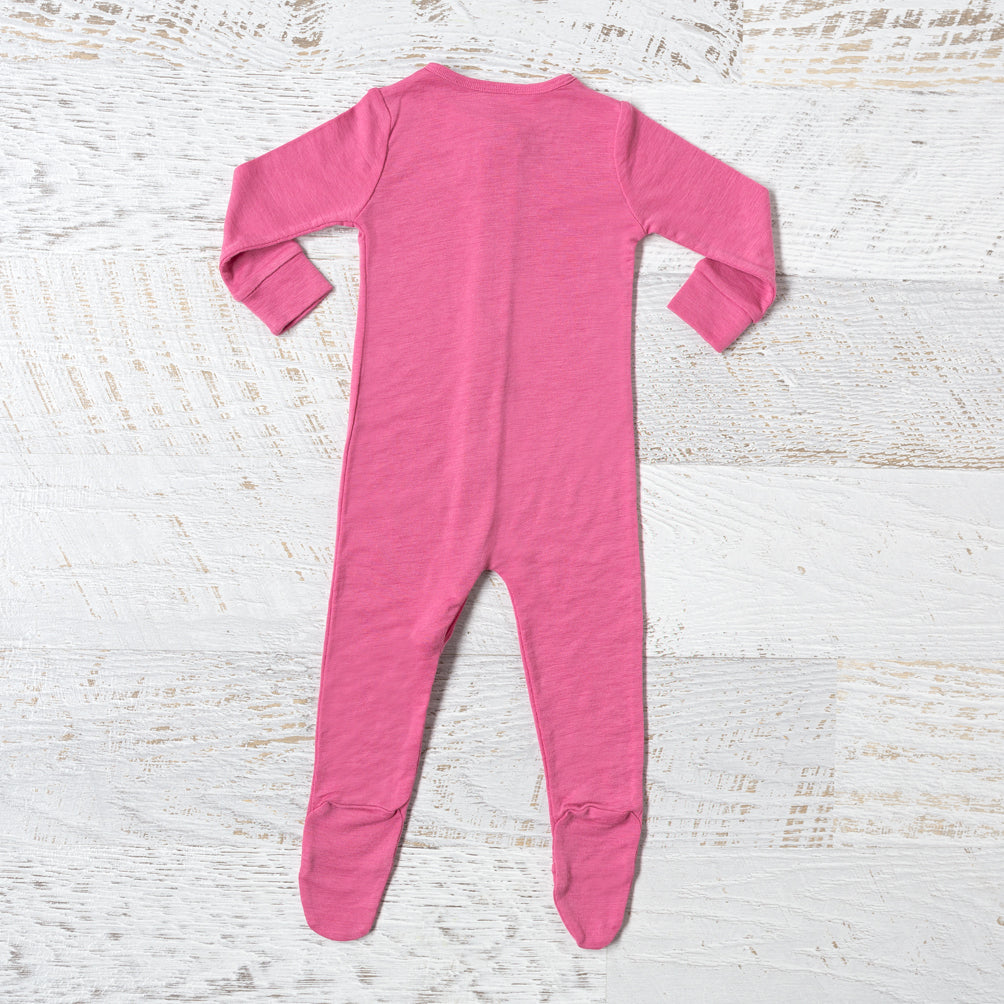 Merino Baby Zip Onesie - Pink