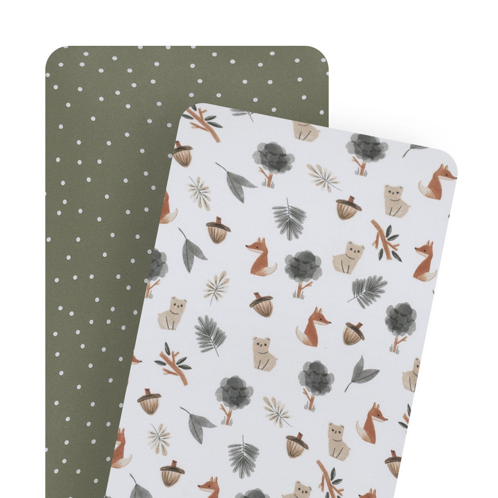 Living Textiles Bassinet Fitted Sheet 2 Pk Jersey - Forest Retreat