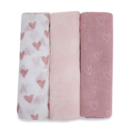 Bubba Blue Nordic Muslin Wrap Dusty Berry Rose 3 pk babygoodswarehouse