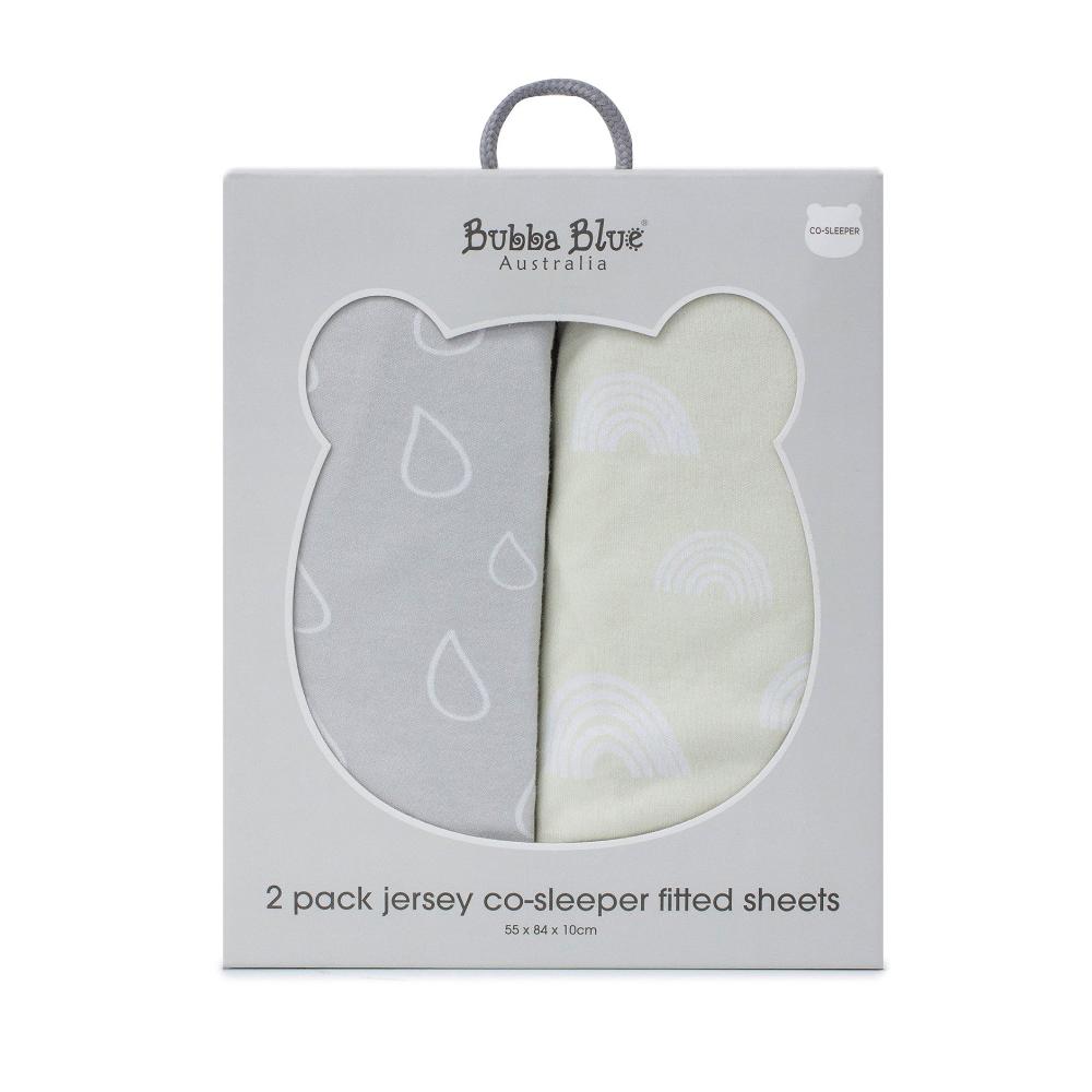 Bubba Blue Nordic Jersey Co Sleeper Fitted Sheet Grey/Sand 2 pk
