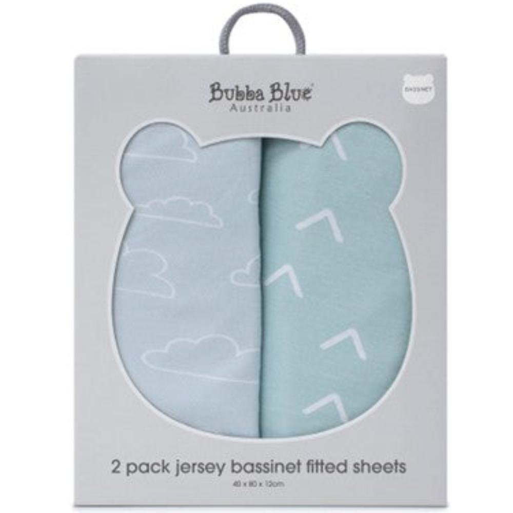 Bubba Blue Nordic Jersey Bassinet Fitted Sheet Dusty Sky/Mint 2 pk