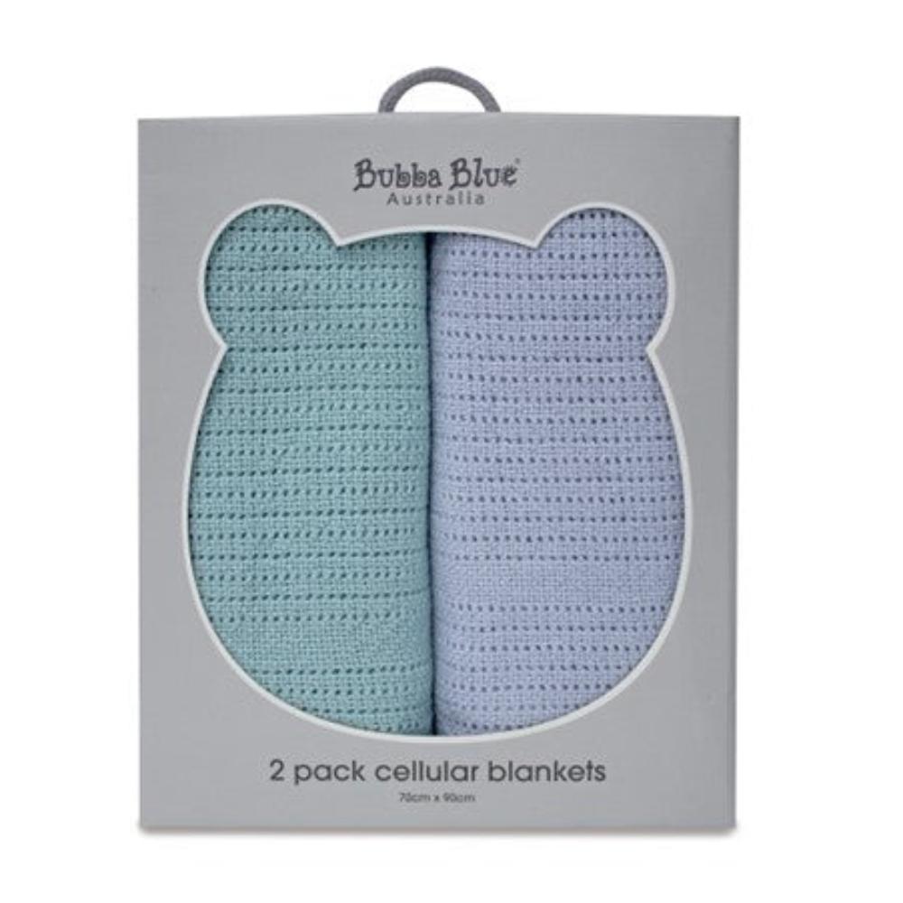 Bubba Blue Nordic Cellular Blanket Dusty Sky/Mint 2 pk