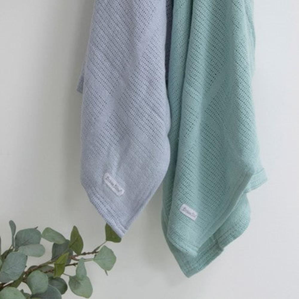 Bubba Blue Nordic Cellular Blanket Dusty Sky/Mint 2 pk
