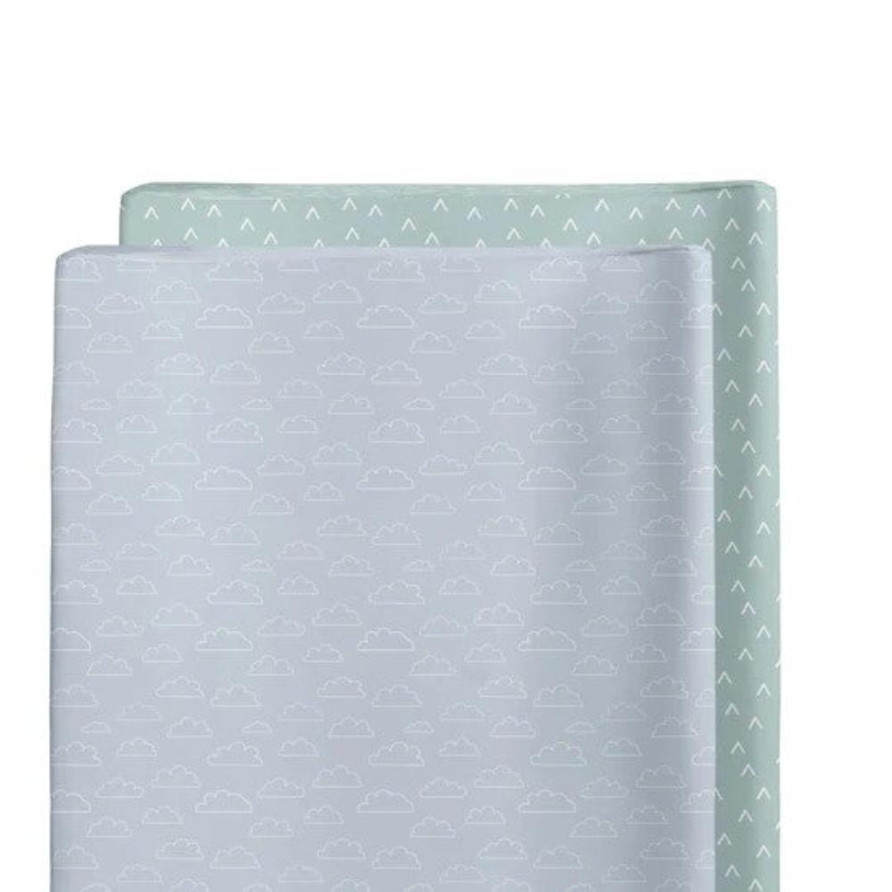 Bubba Blue Nordic Waterproof Change Mat Covers Dusty Sky/Mint 2 pk