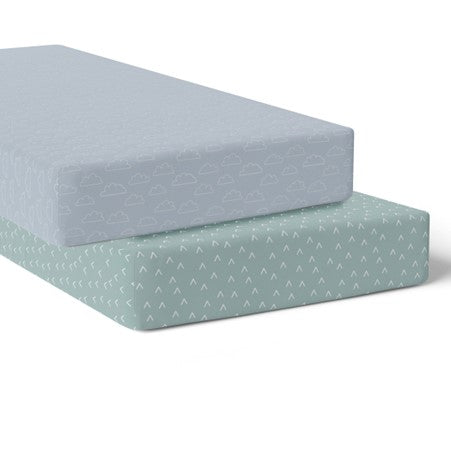 Bubba Blue Nordic Jersey Cot Fitted Sheet Dusty Sky/Mint 2 pk