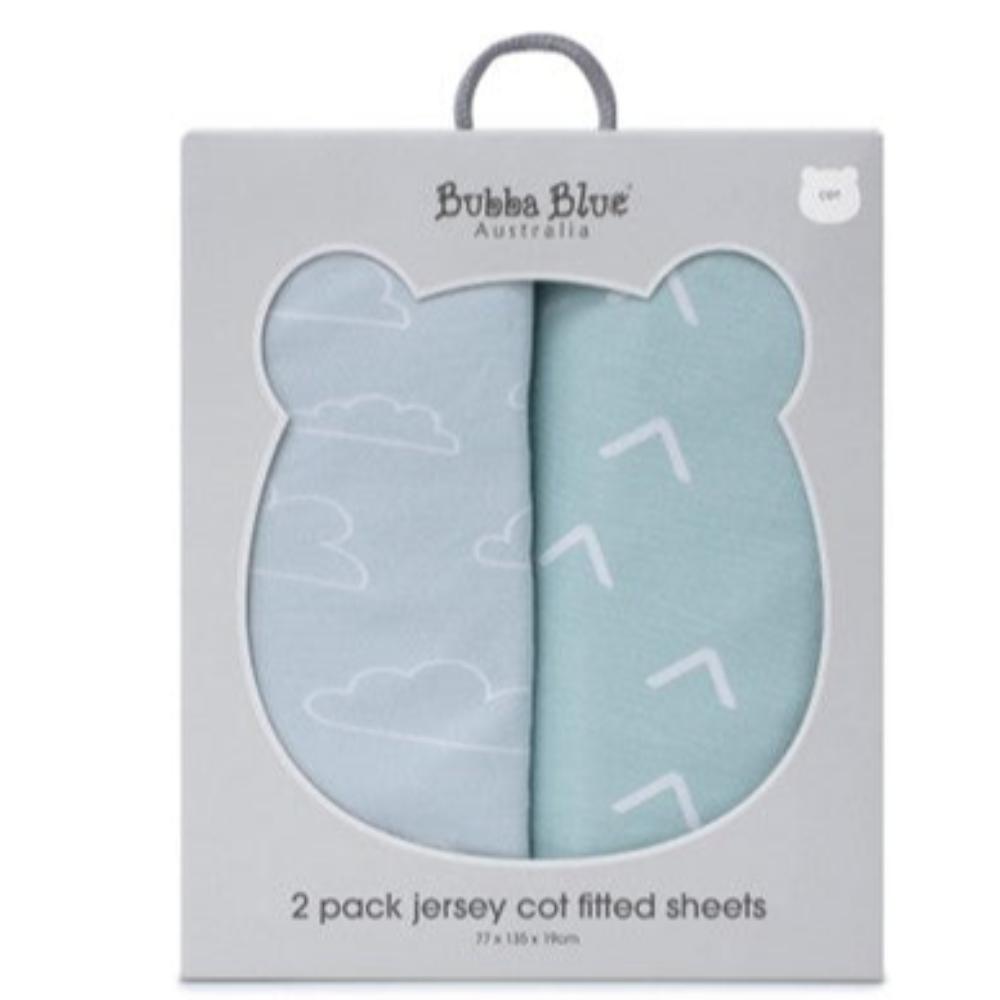Bubba Blue Nordic Jersey Cot Fitted Sheet Dusty Sky/Mint 2 pk