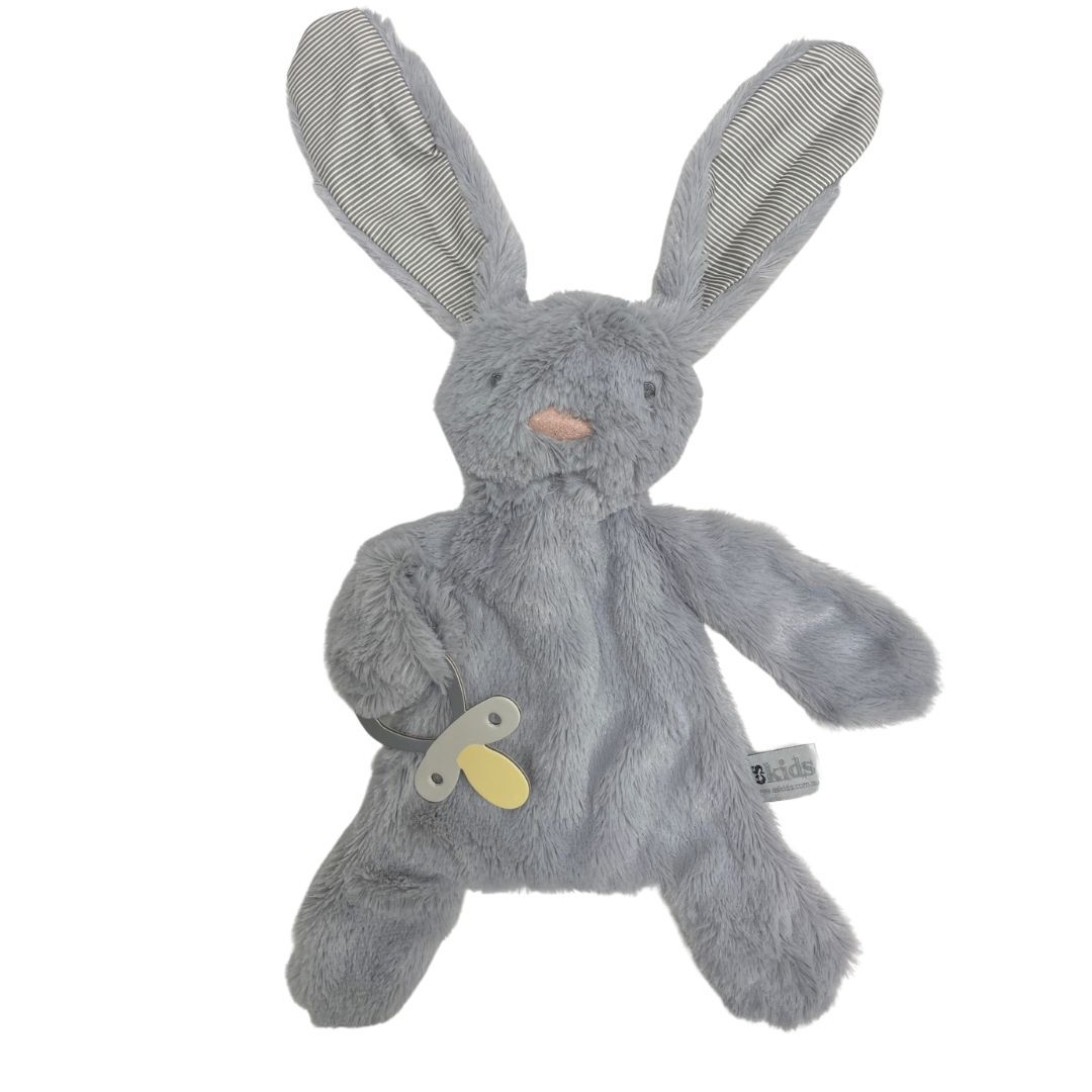 ES Kids Bunny Comforter with Dummy Holder - Storm Stripe