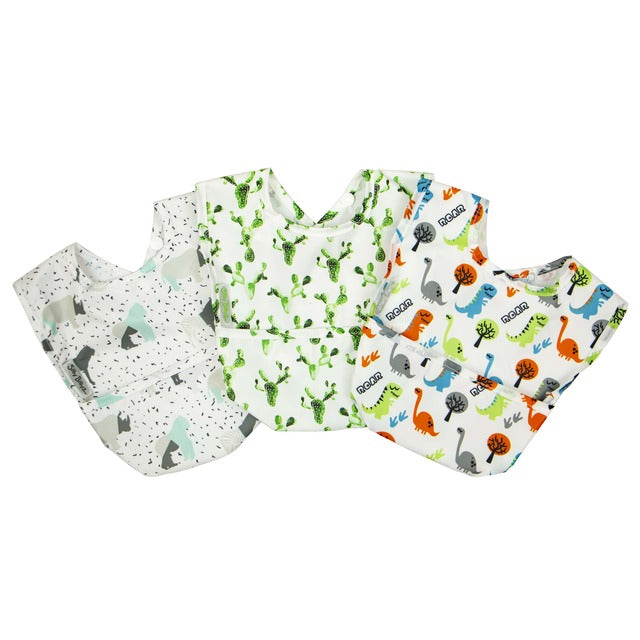 Silly Billyz Wipe Clean Nylon Pocket Bib 3 Pk Boy