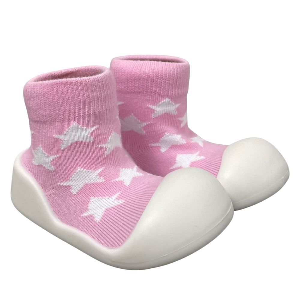ES Kids Rubber Soled Socks - Pink Star