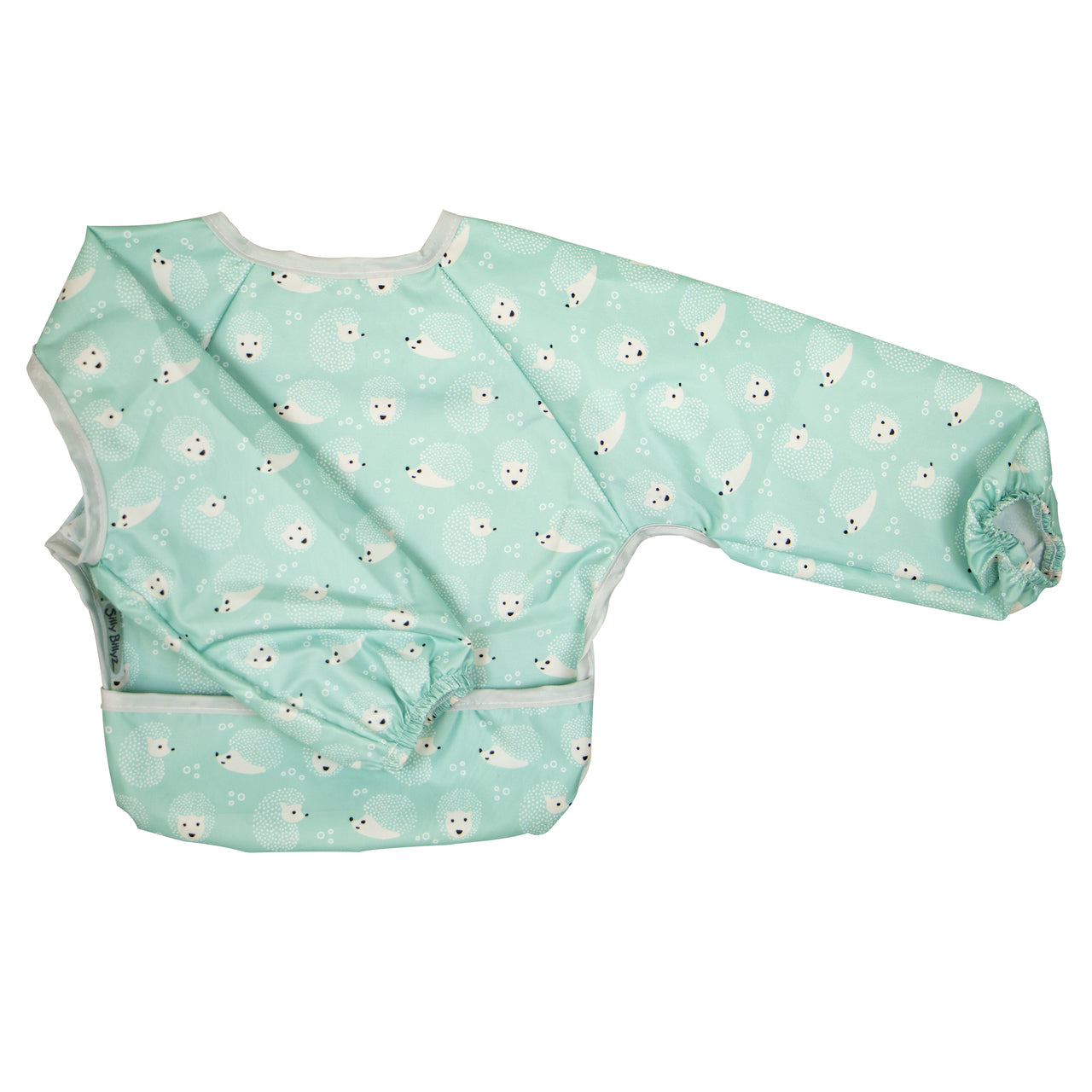 Silly Billyz Wipe Clean Long Sleeve Nylon Pocket Bib Hedgehog