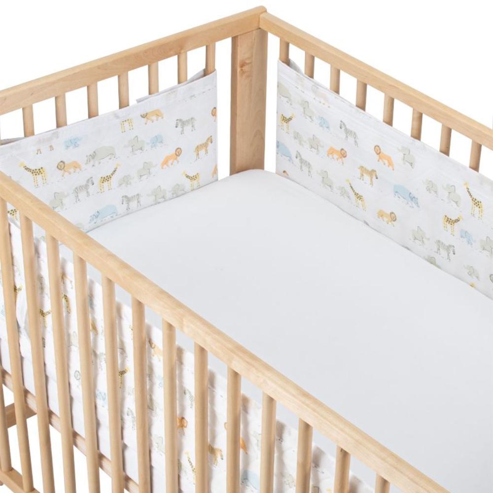 Airwrap Cot Liner Muslin 4 sides - Safari March Multi