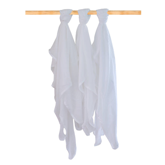 Bubba Blue White Bamboo 3 pk Muslin Swaddles