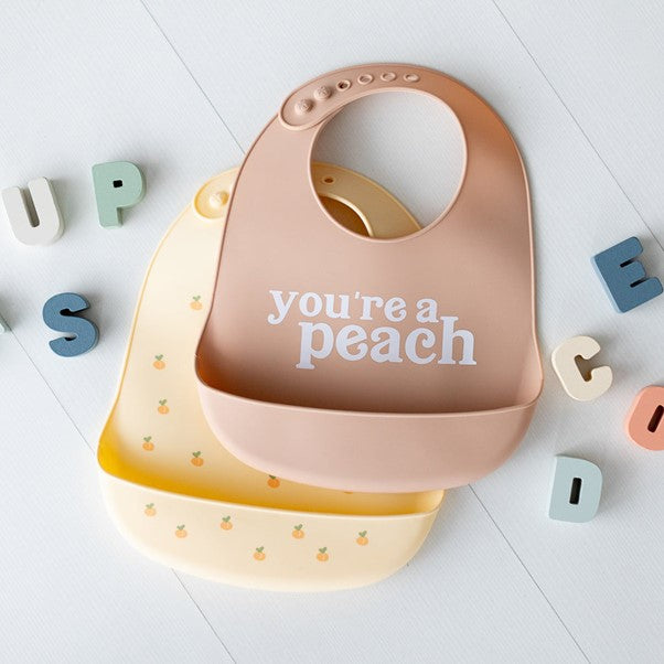 Pearhead Silicone Bib 2 pk - You're a Peach