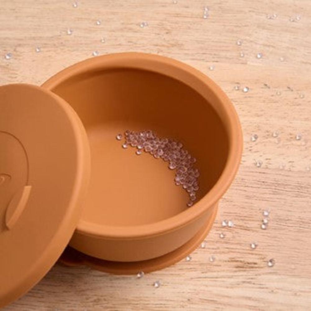 Cherub Baby Silicone Suction Tilt Bowl+ Lid - Caramel