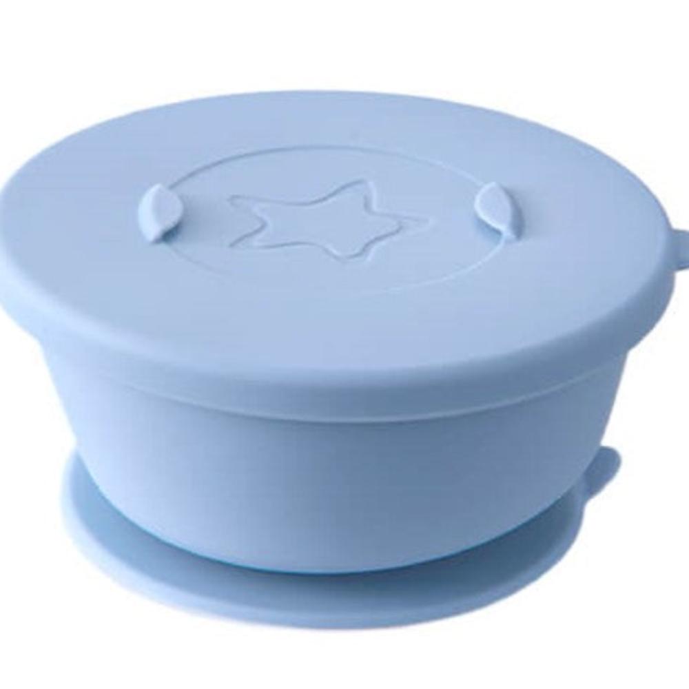 Cherub Baby Silicone Suction Tilt Bowl+ Lid - Cerulean
