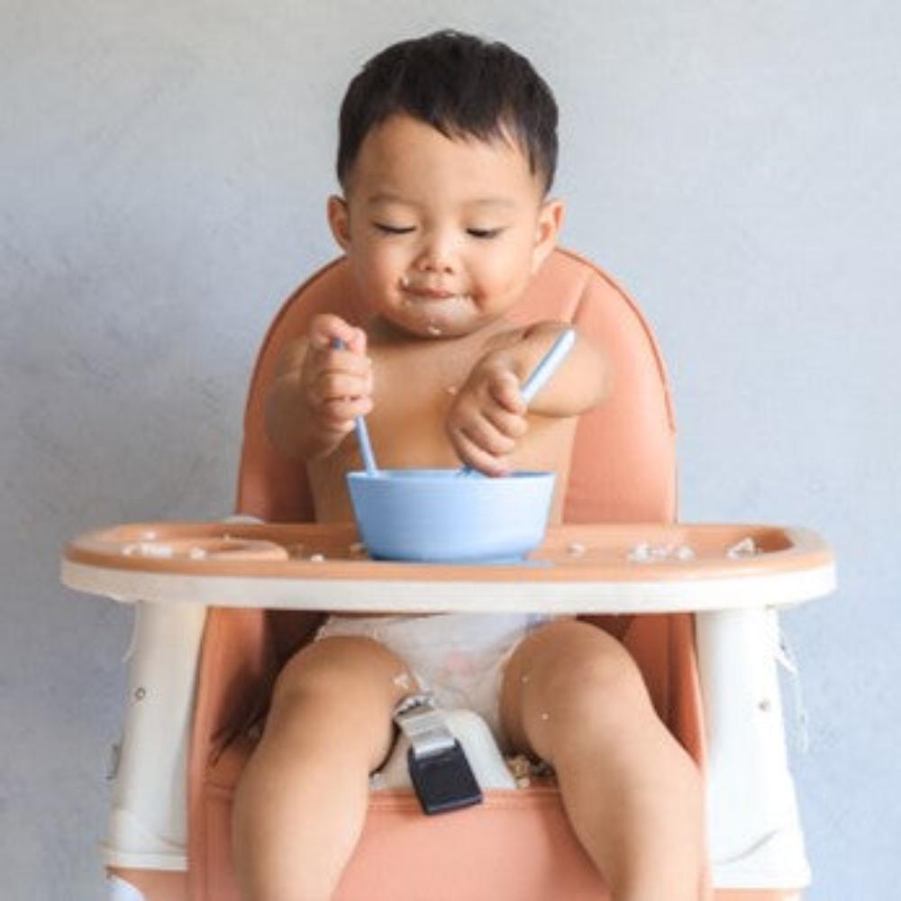 Cherub Baby Silicone Suction Tilt Bowl+ Lid - Cerulean