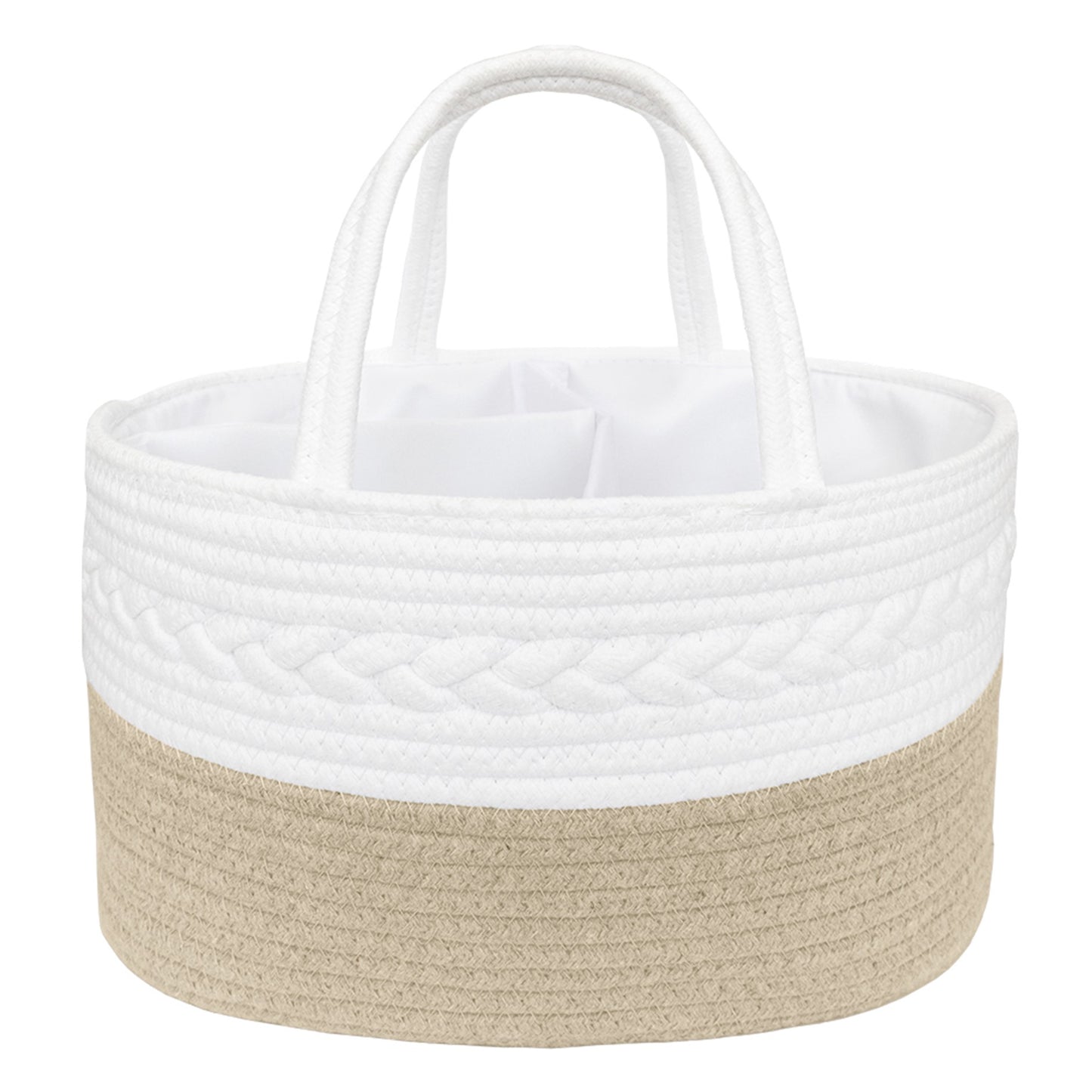 Living Textiles Cotton Rope Nappy Caddy - Natural/White