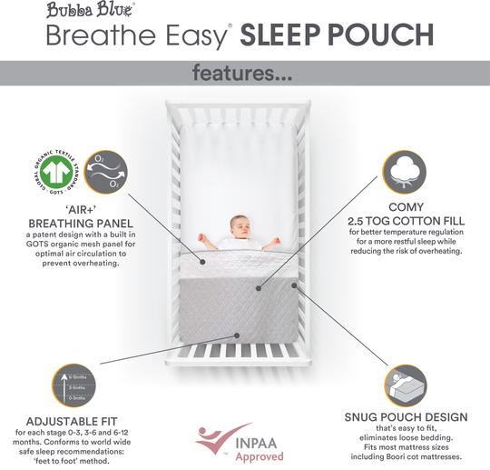 Bubba Blue Breathe Easy 2.5 Tog Sleep Pouch - Co Sleeper