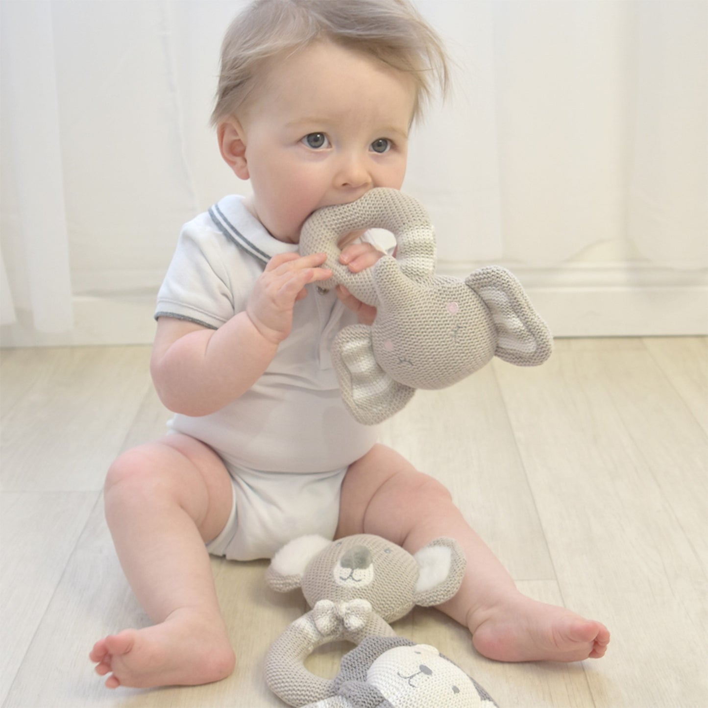 Living Textiles Knitted Rattle - Eli the Elephant