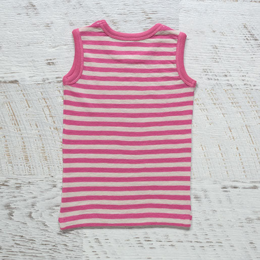 Merino Baby Singlet - Pink Stripe