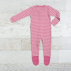 Merino Baby Zip Onesie - Pink Stripe