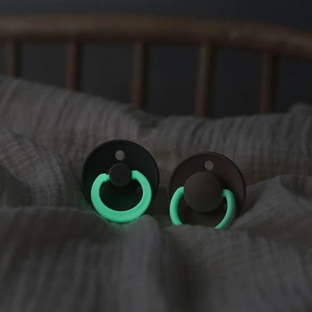 Bibs Night Glow Soothers 2 pk - GLOW Sage/GLOW Cloud