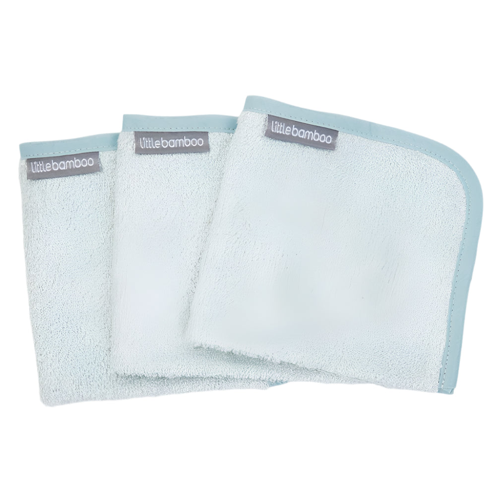 Little Bamboo Towelling Wash Cloths 3 Pk - Whisper