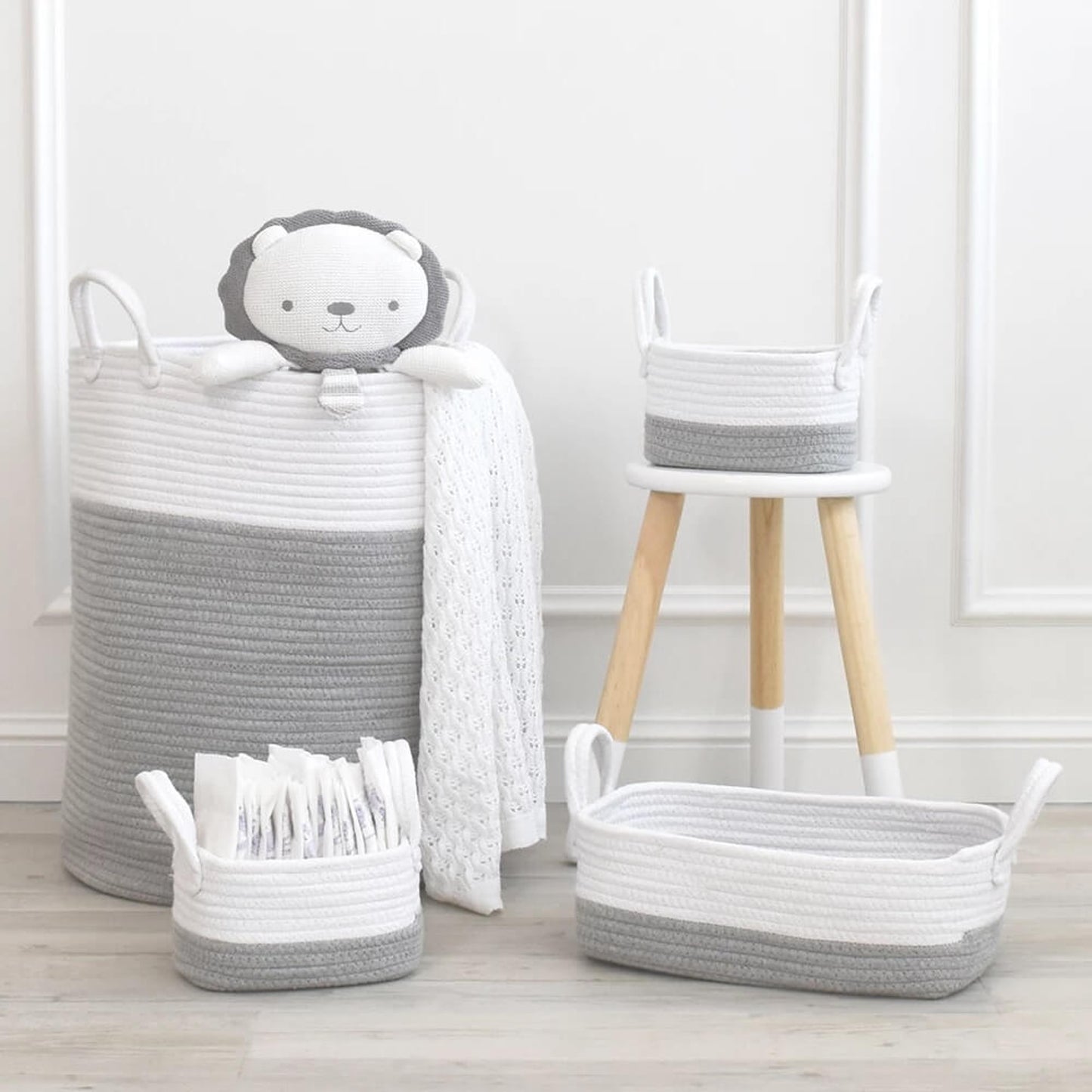 Living Textiles Cotton Rope Hamper Grey