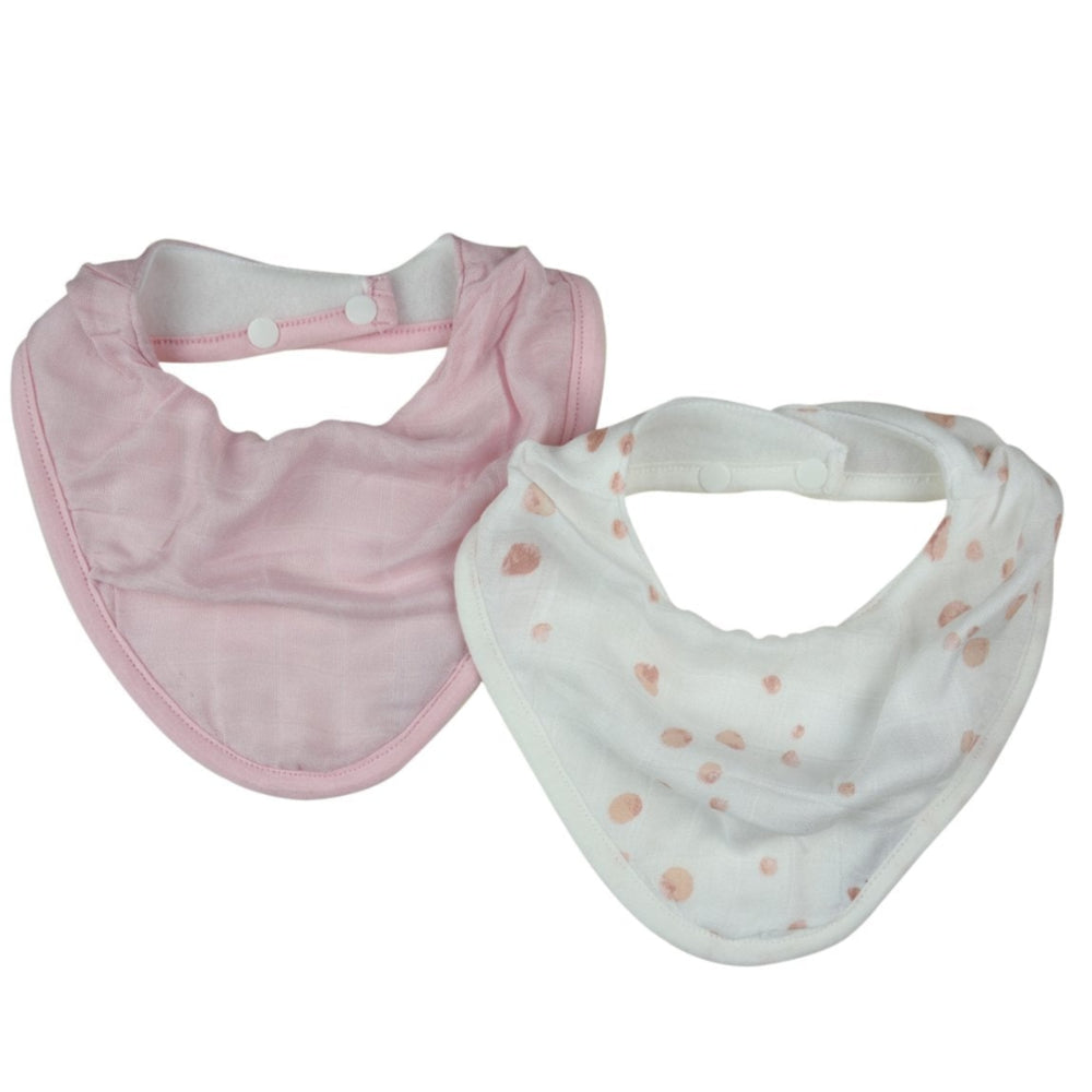 Little Bamboo Muslin Bandana Bib 2 pk - Dusty Pink