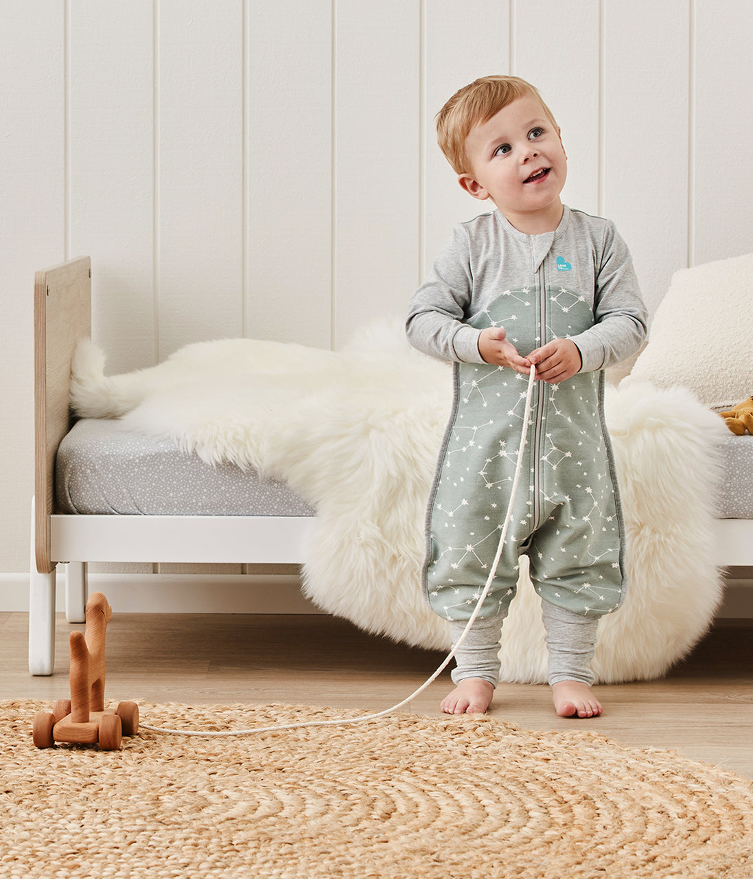 Love To Dream Organic Sleep Suit 1.0 Tog Long Sleeve - Olive Stellar
