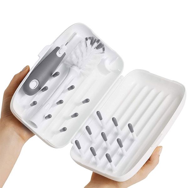 OXO Tot On The Go Drying Rack and Bottle Brush - Grey
