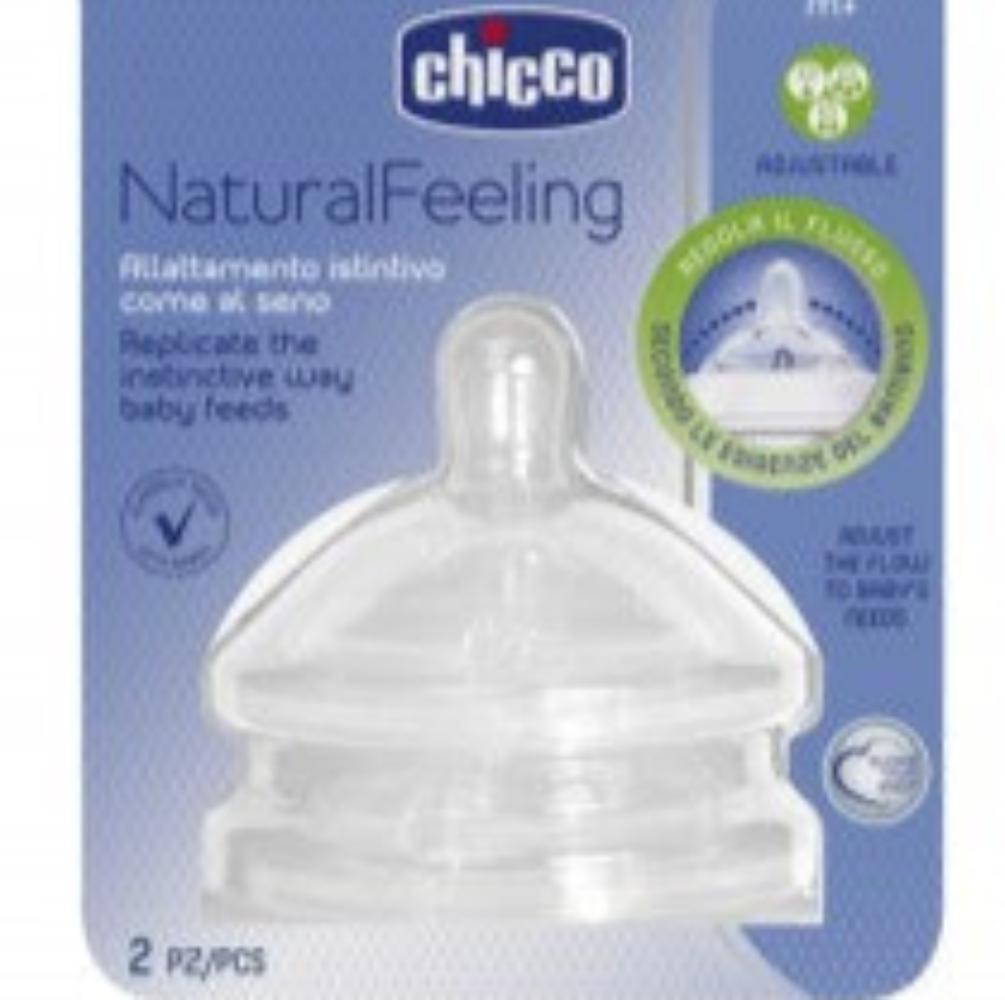 Chicco Teat - Natural Feeling 4m+ Adj Flow 2 pk