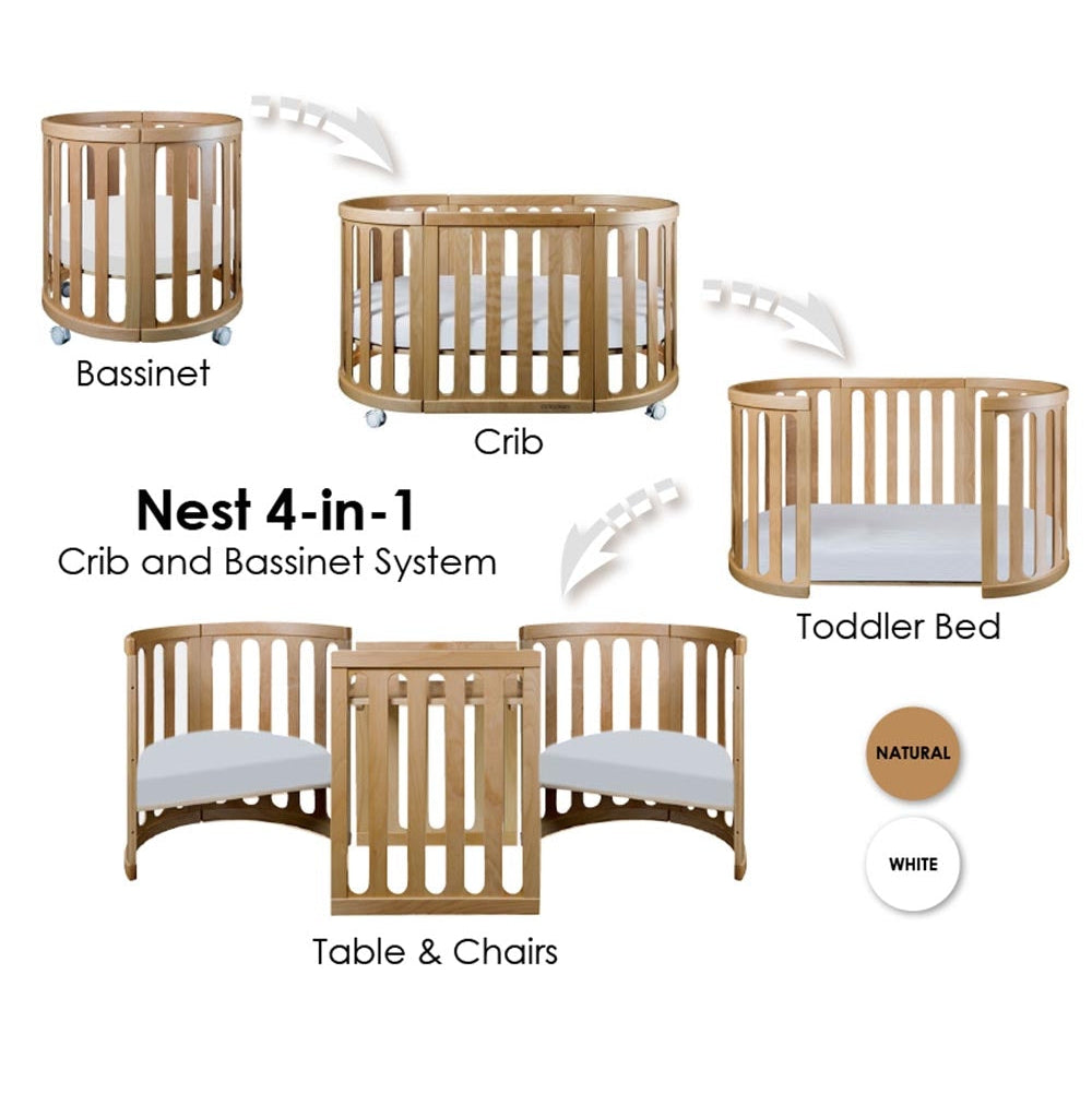 Cocoon Nest Cot with Mattresses - Natural