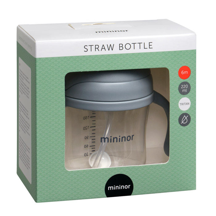 Mininor Tritan Straw Bottle - Grey