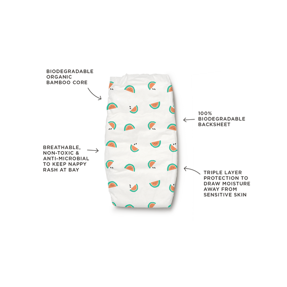 Tooshies Organic Bamboo Nappies - Size 2 Infant 4-8 kg - 48 pk
