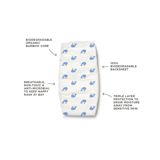 Tooshies Organic Bamboo Nappies - Size 3 Crawler 6-11 kg - 44 pk