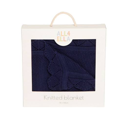 All4Ella Knitted Blanket - Navy