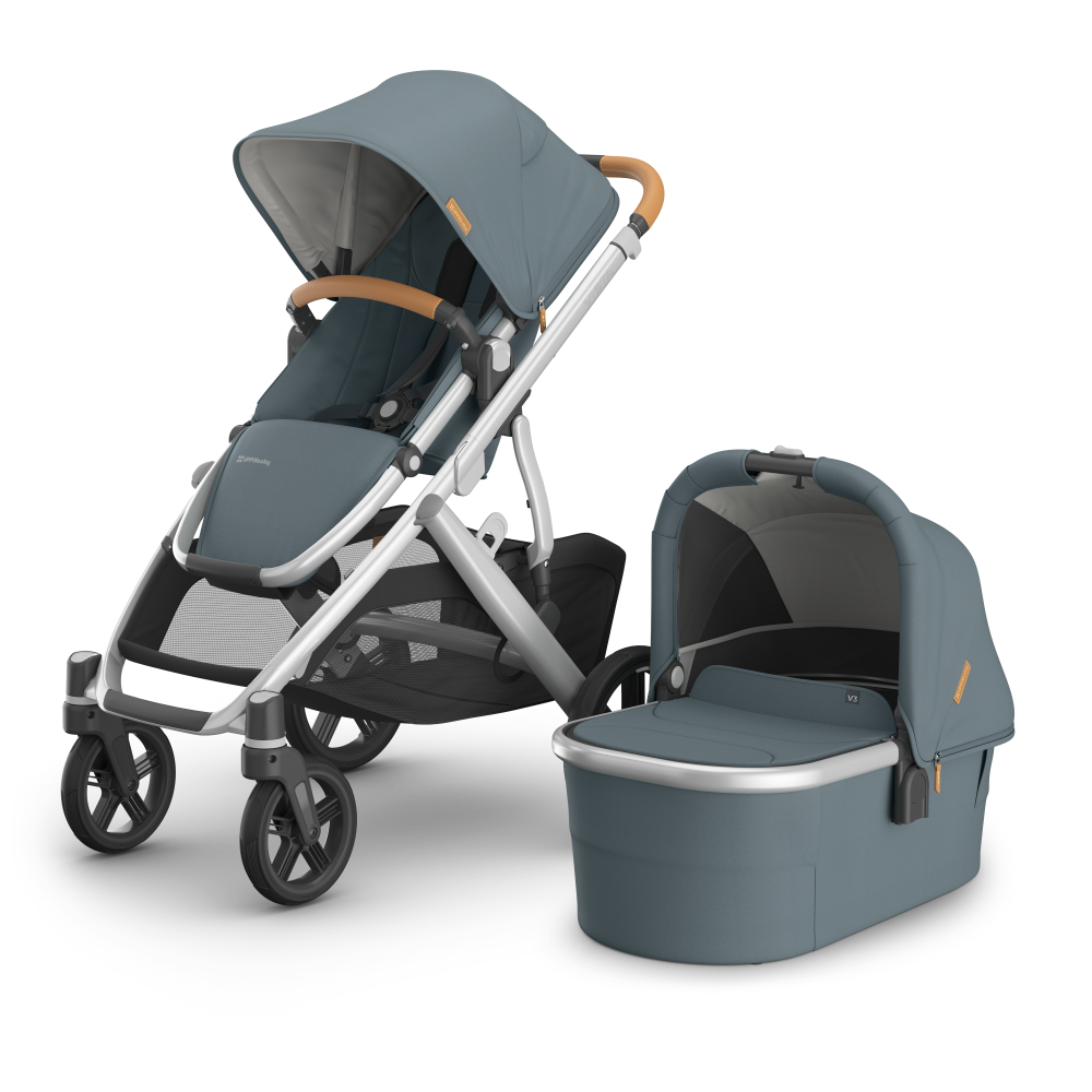 UPPAbaby VISTA V3 with Bassinet - Stone Blue/Silver - Callum + Free Upper Adapters