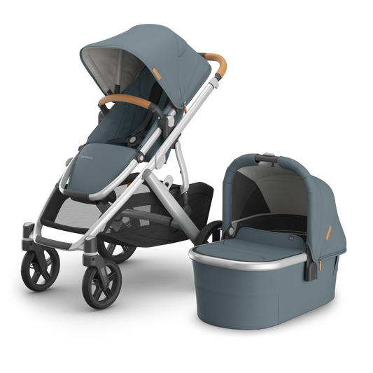 UPPAbaby VISTA V3 with Bassinet - Stone Blue/Silver - Callum + Free Upper Adapters