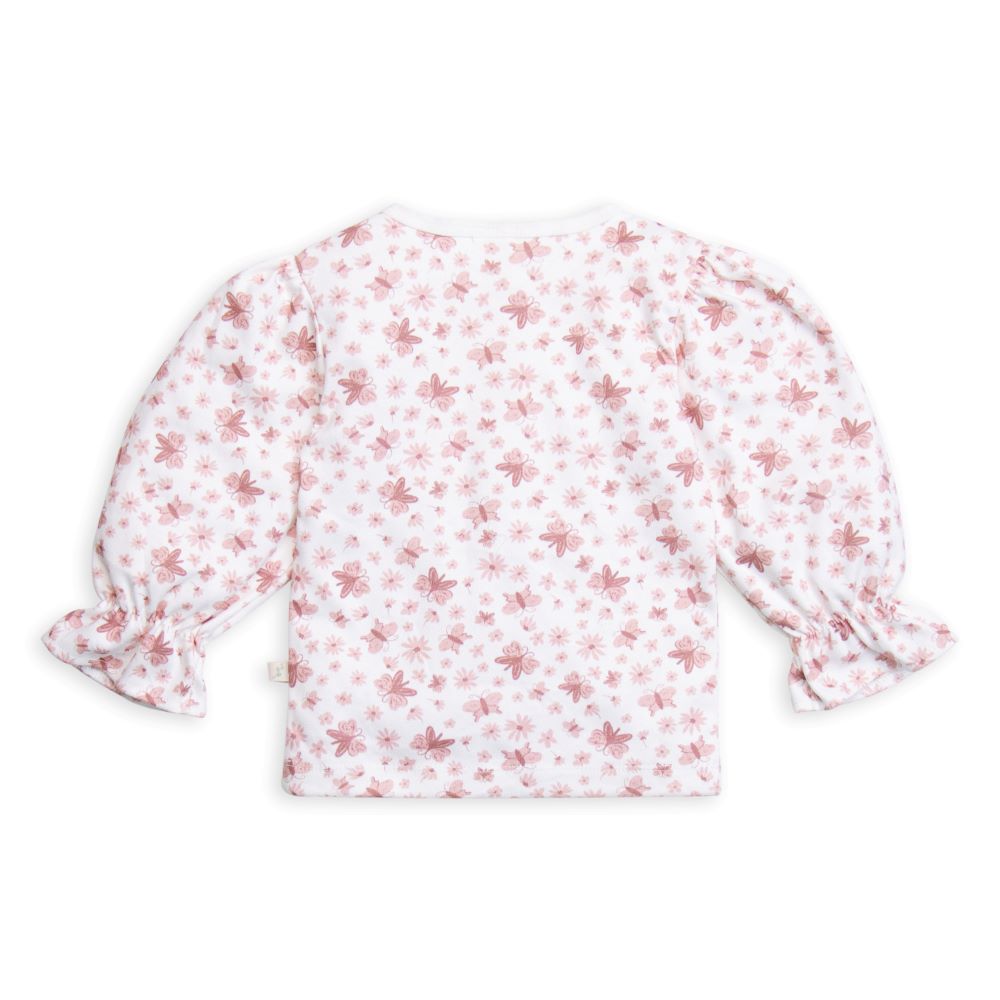 Tiny Twig Frill Sleeve Tee - Butterfly Print