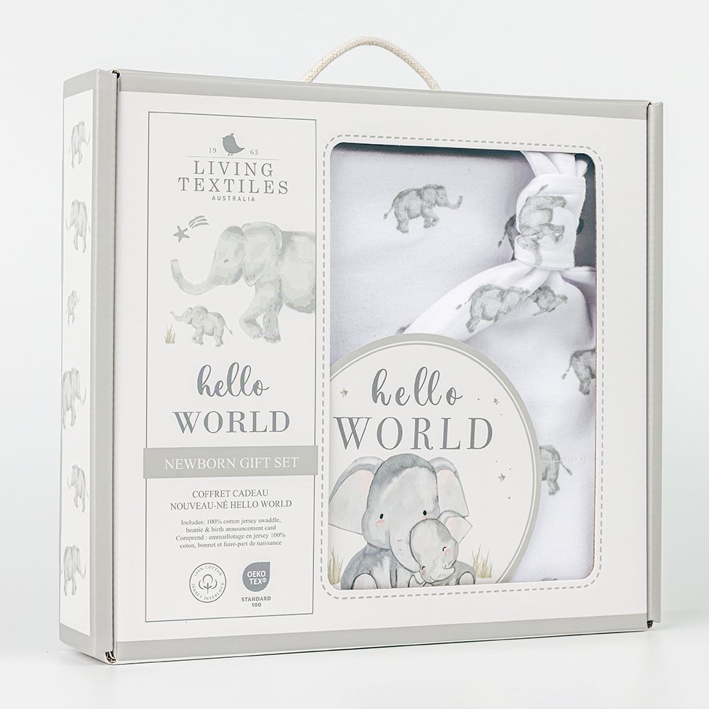 Living Textiles Newborn Gift Set - Watercolour Elephant