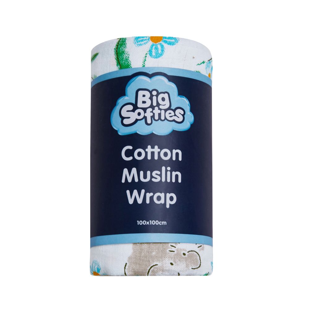 Big Softies Muslin Wrap - Elephant - 100 x 100 cm