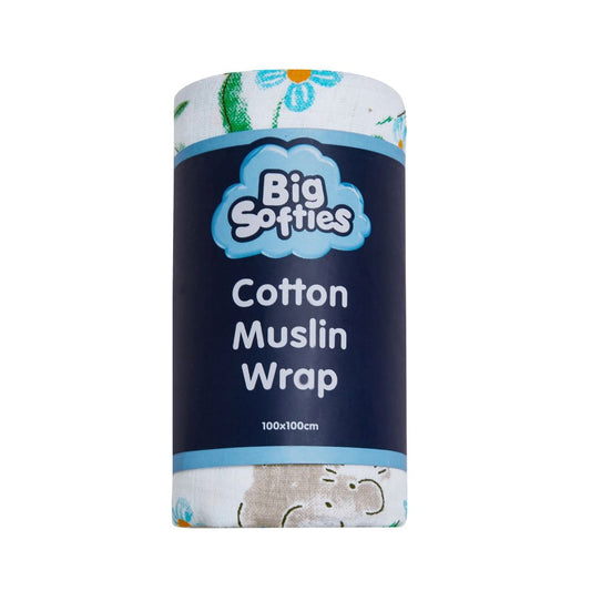 Big Softies Muslin Wrap - Elephant - 100 x 100 cm