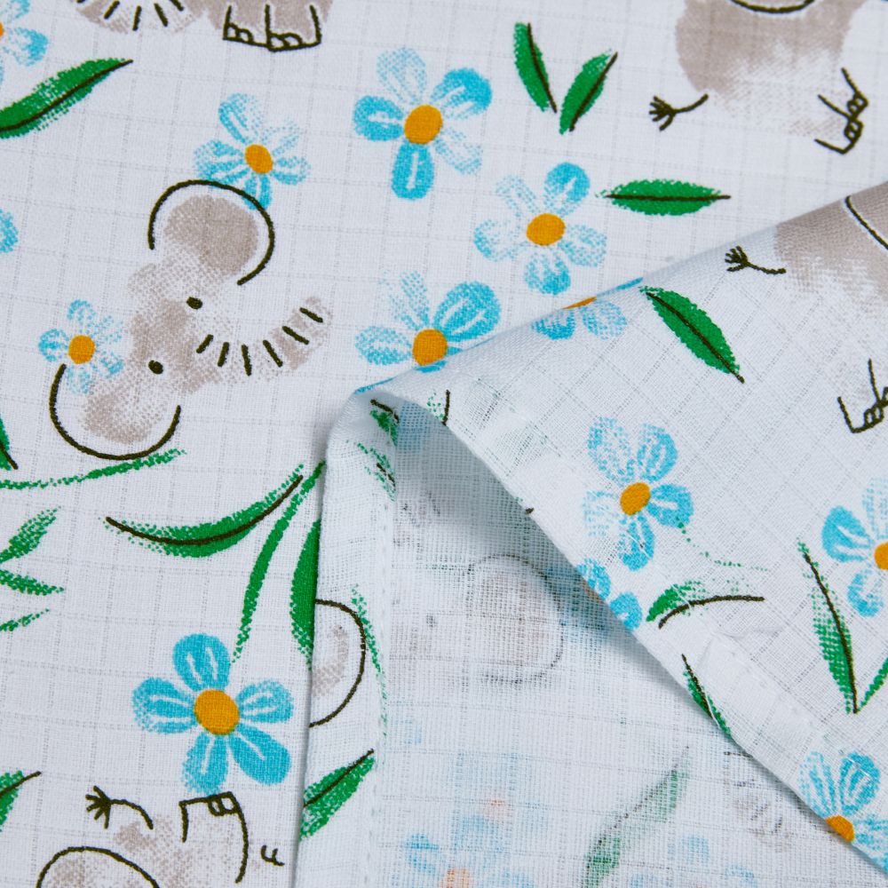 Big Softies Muslin Wrap - Elephant - 100 x 100 cm
