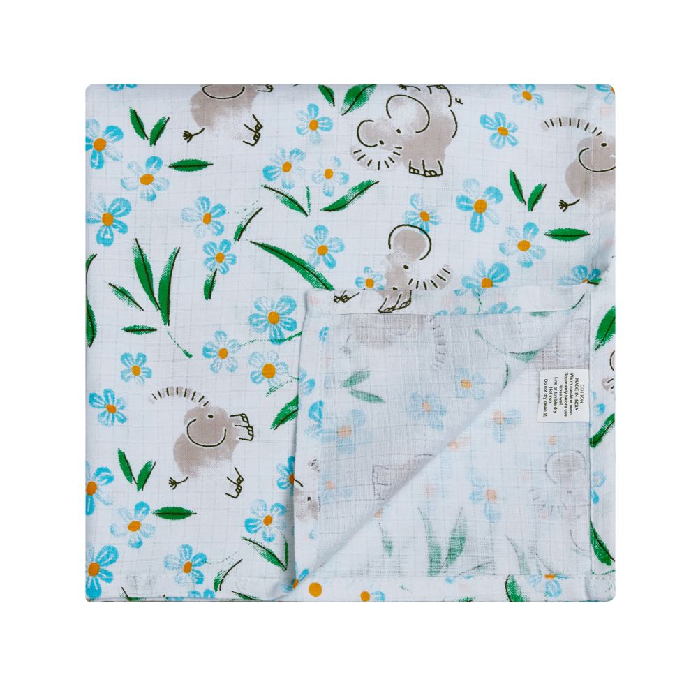 Big Softies Muslin Wrap - Elephant - 100 x 100 cm