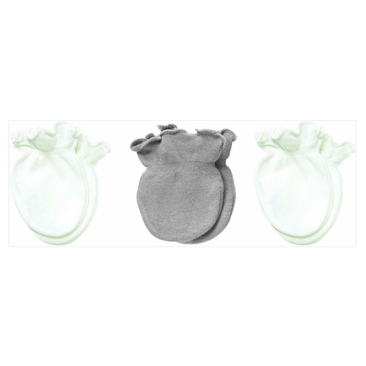 Playette Preemie Mittens 3 pk Grey/White