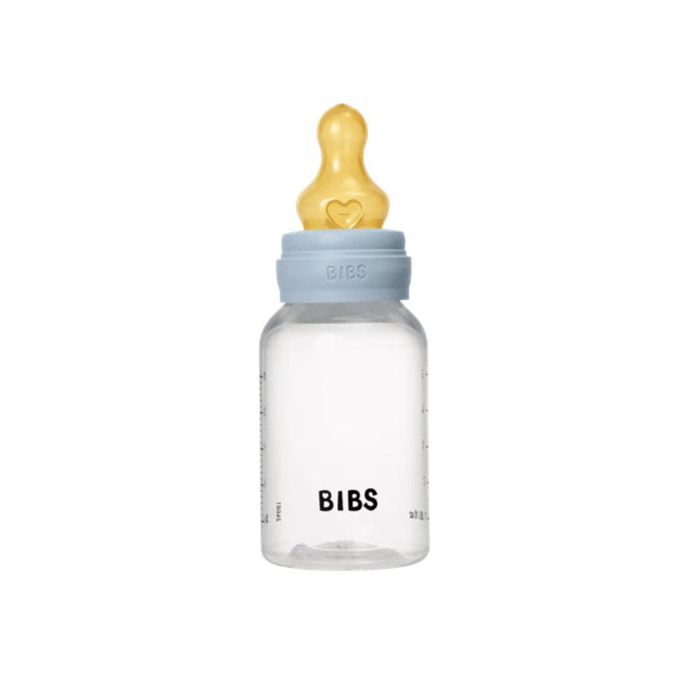 Bibs BPA Free Bottle 150ml Slow Flow - Latex Teat - Baby Blue
